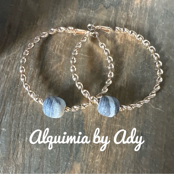Alquimia by Ady Gold and Gray Twisted Hoop Earrings - Picture 1 of 1
